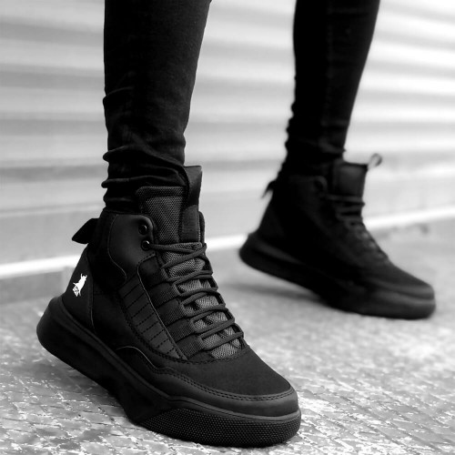 Mens High Top Sneakers - Black - 0192