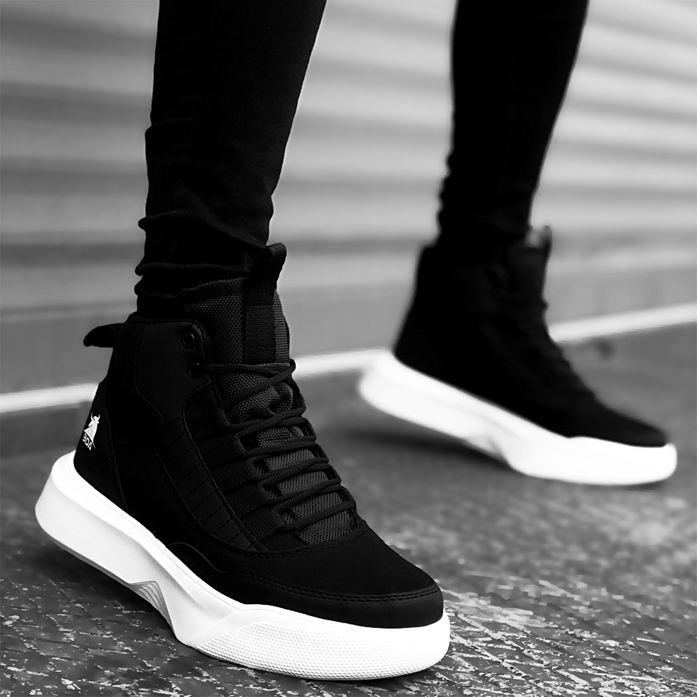 Mens Boots - Black White - 0192