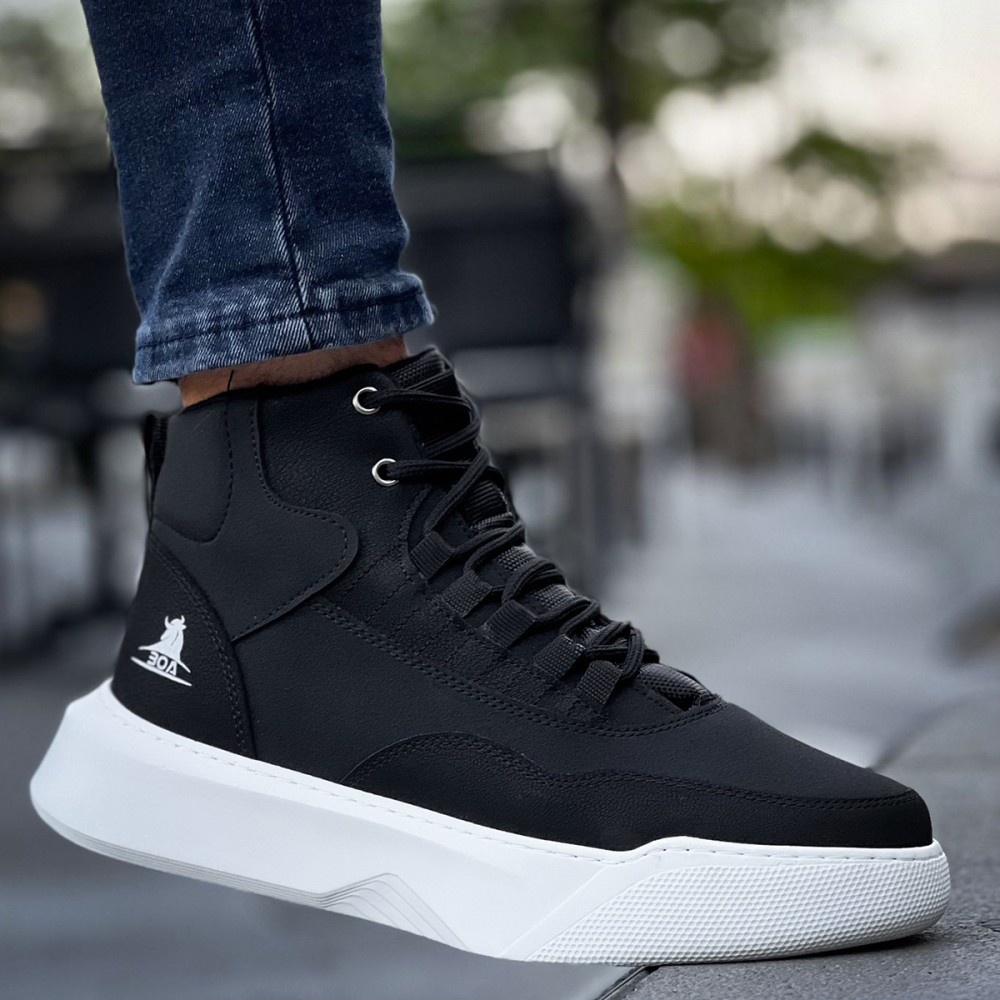 Mens Boots - Black White - 0192