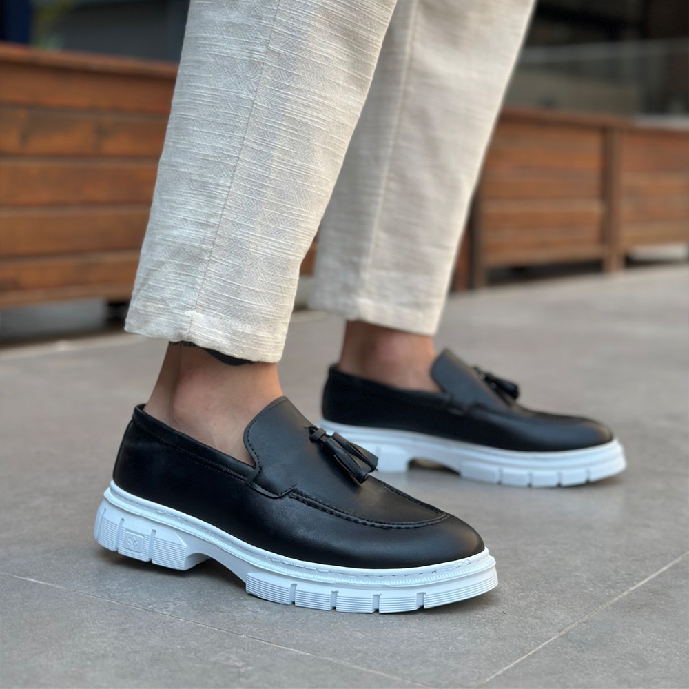 Mens Loafer - Black White - 0240