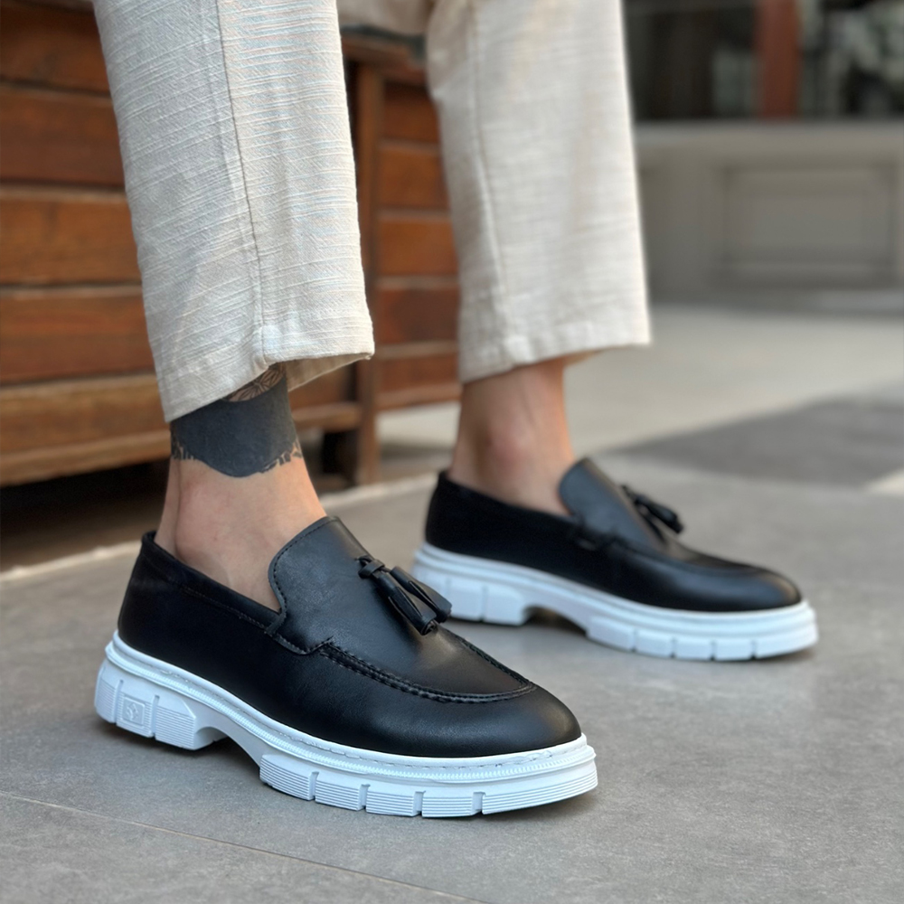 Mens Loafer - Black White - 0240