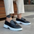 Mens Loafer - Black White - 0240