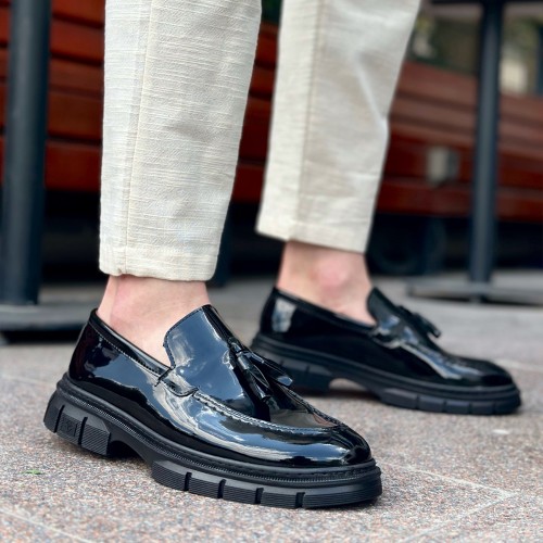 Mens Loafer - Black Patent Leather - 0240