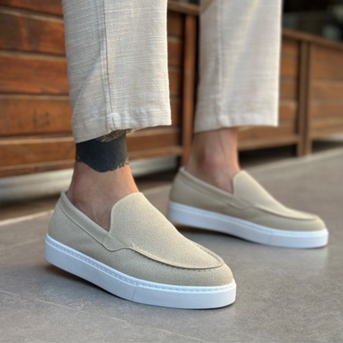 Mens Loafer - Beige Suede - 0241