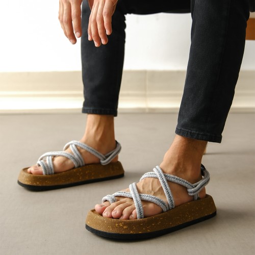 Mens Knitted Sandals - Gray - 0343