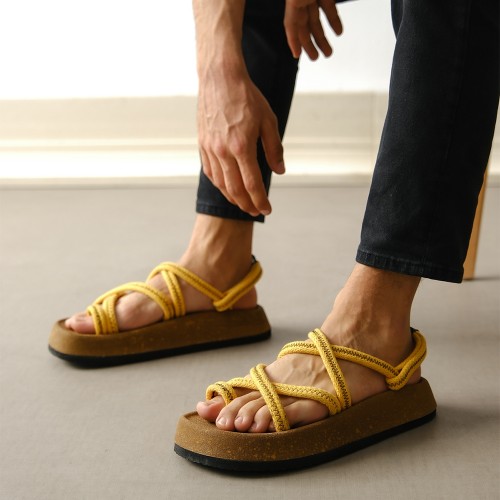 Mens Knitted Sandals - Yellow - 0343