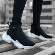 Mens High Top Sneakers - Black White - 0401
