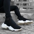 Mens High Top Sneakers - Black White - 0401