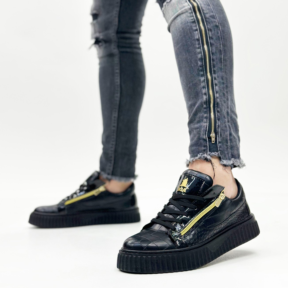 Mens Sneakers - Black - Zipper 308