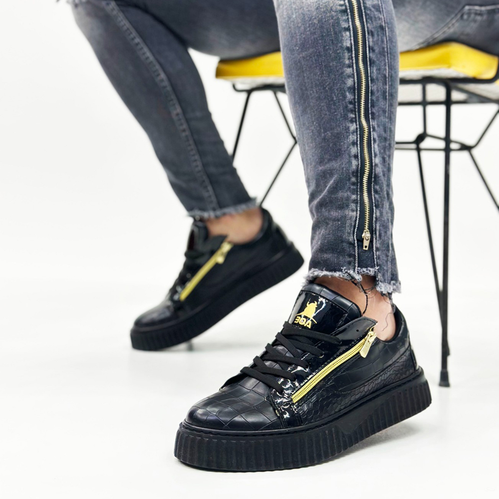 Mens Sneakers - Black - Zipper 308