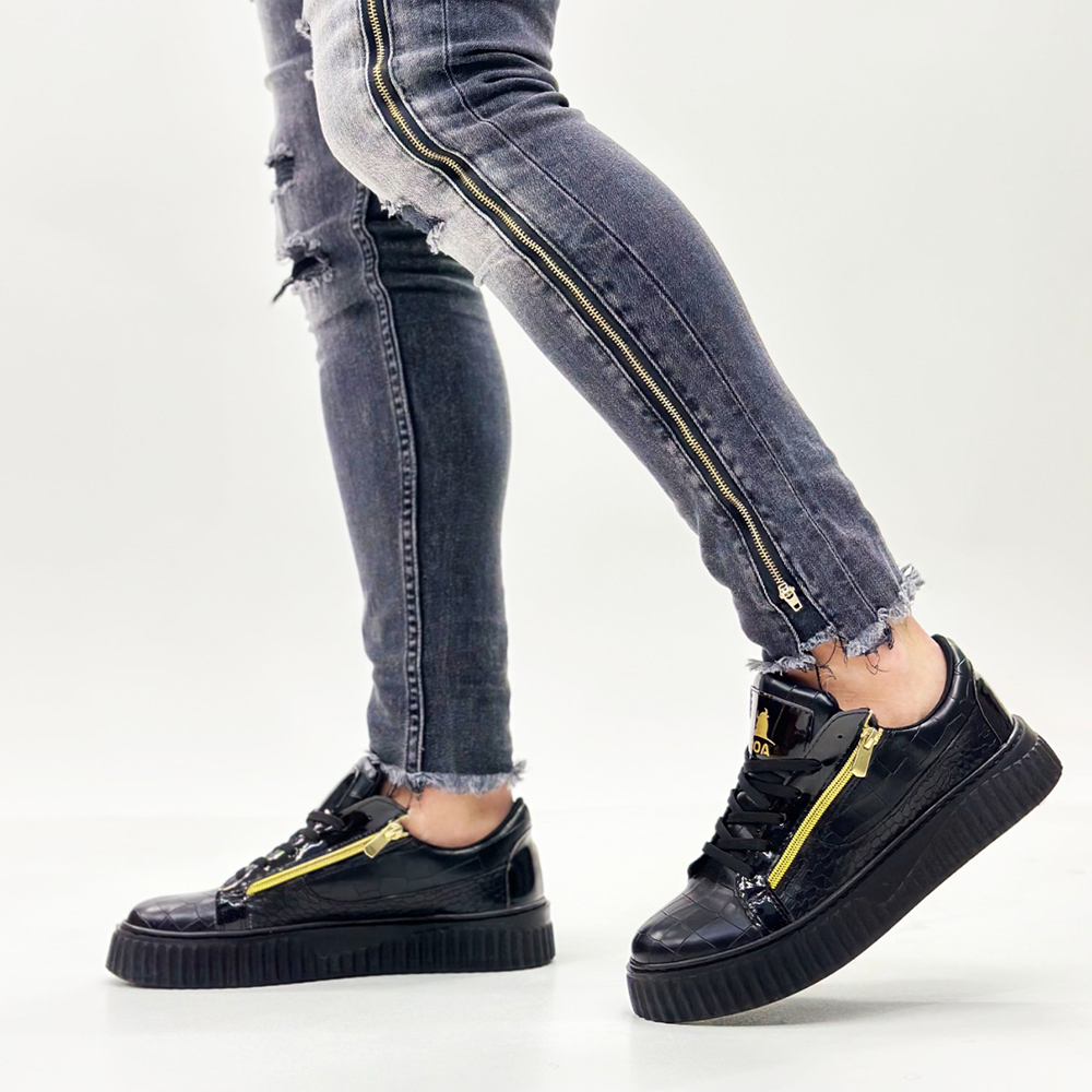 Mens Sneakers - Black - Zipper 308
