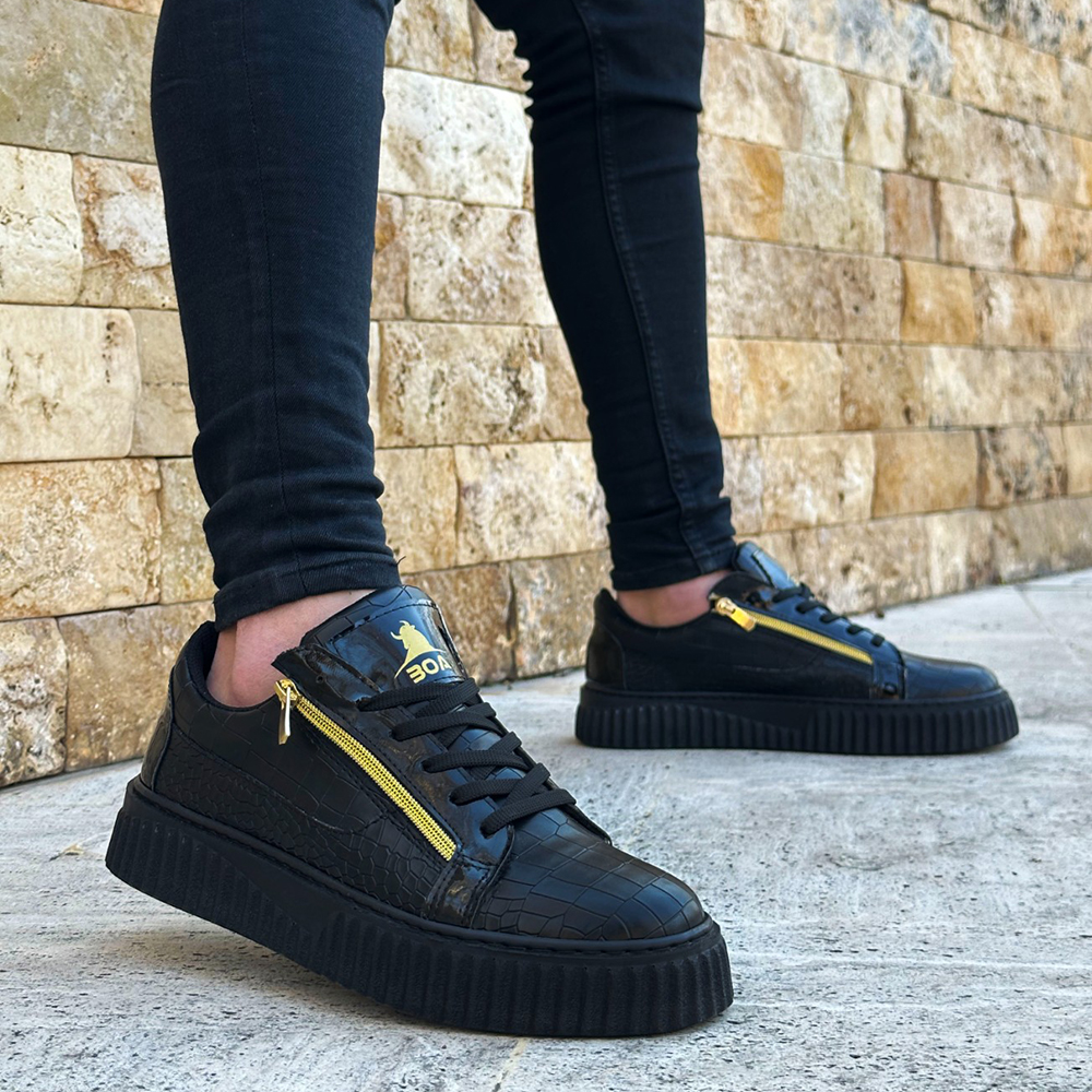 Mens Sneakers - Black - Zipper 308