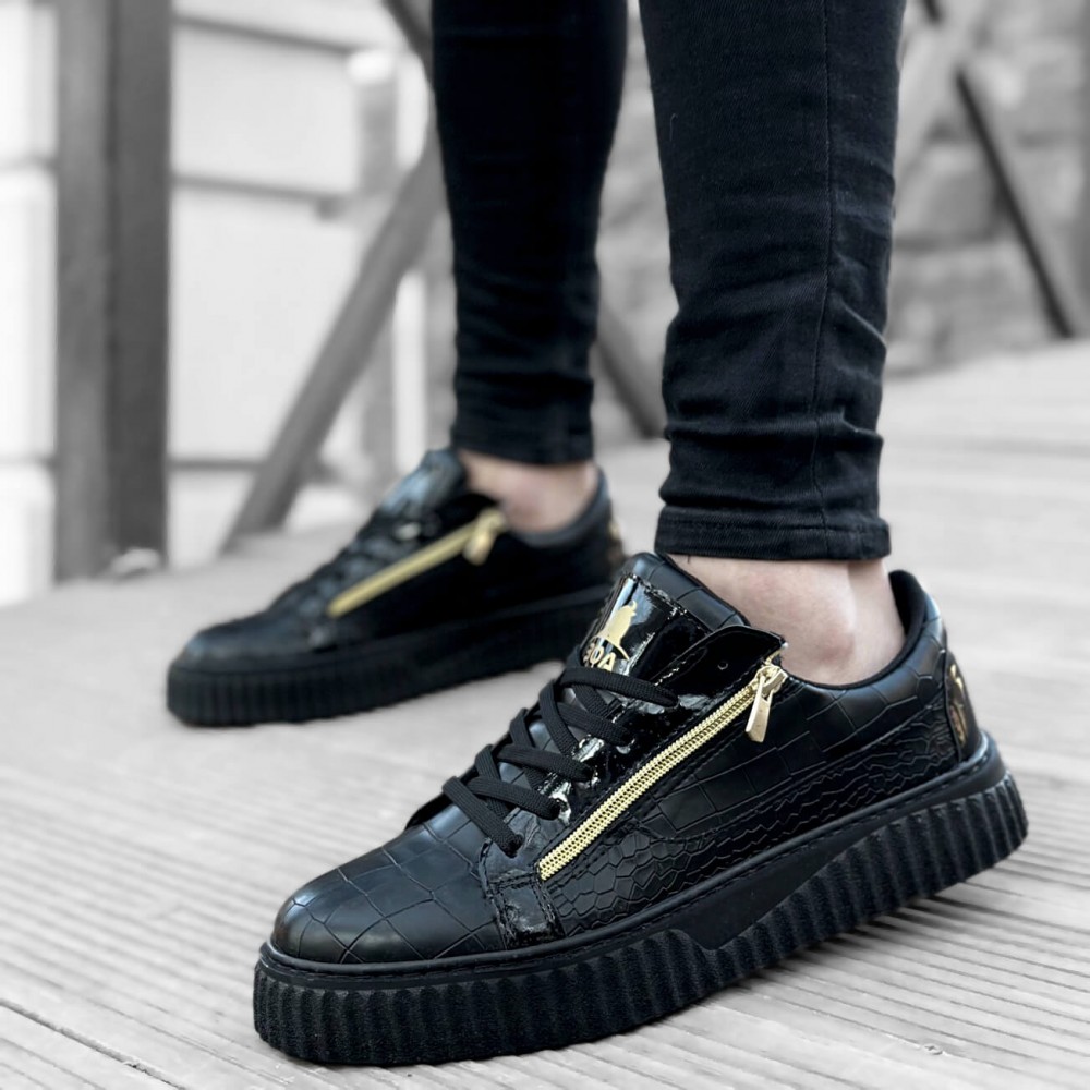 Mens Sneakers - Black - Zipper 308