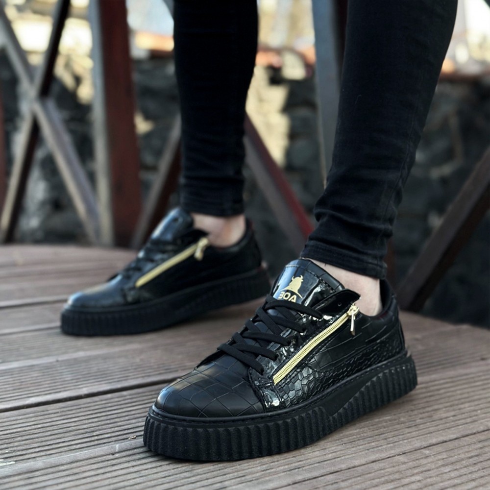 Mens Sneakers - Black - Zipper 308