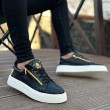 Mens Sneakers - Black White - Zipper 308