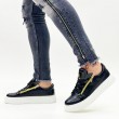 Mens Sneakers - Black White - Zipper 308