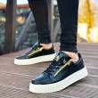 Mens Sneakers - Black White - Zipper 308