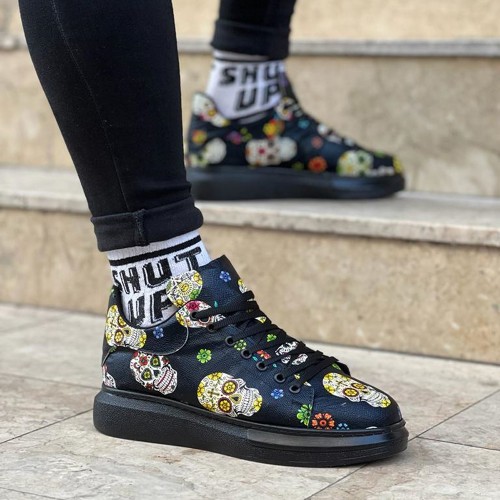 Mens Sneakers - Black Skull - 501