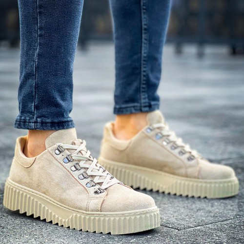Mens Sneakers - Beige Suede - 505