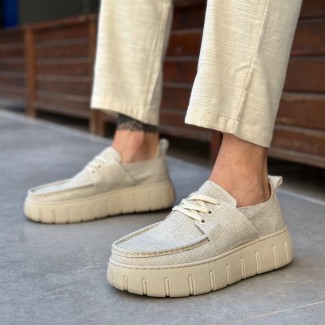 Mens Casual Shoes - Beige - 676