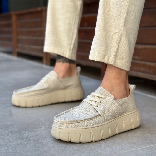 Mens Casual Shoes - Beige - 676