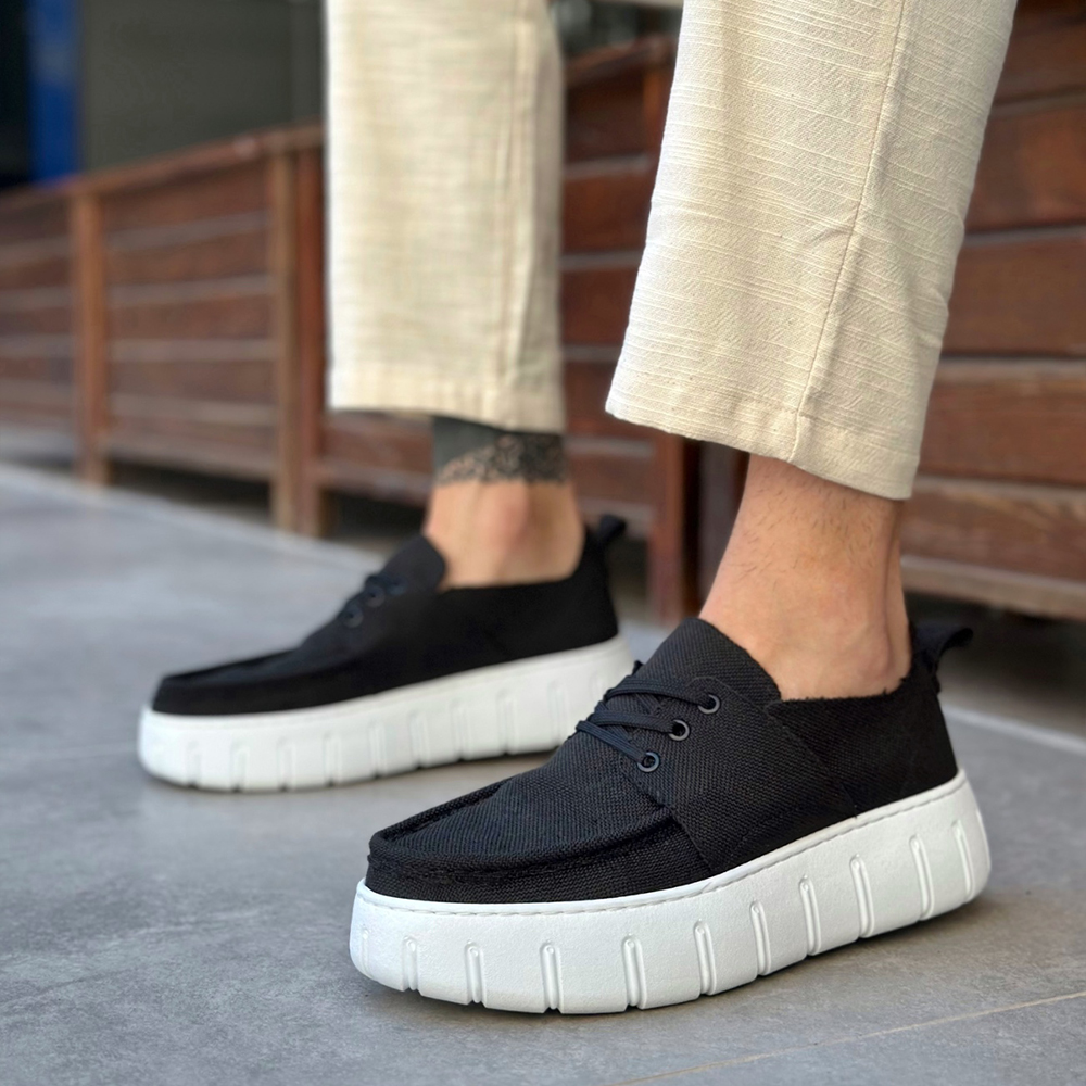 Mens Casual Shoes - Black White - 676