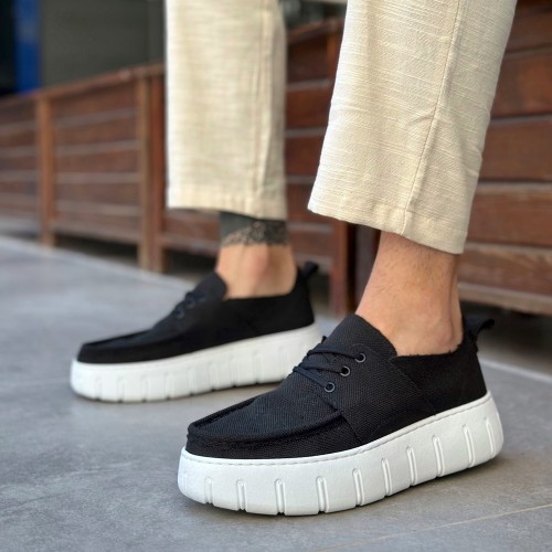 Mens Casual Shoes - Black White - 676