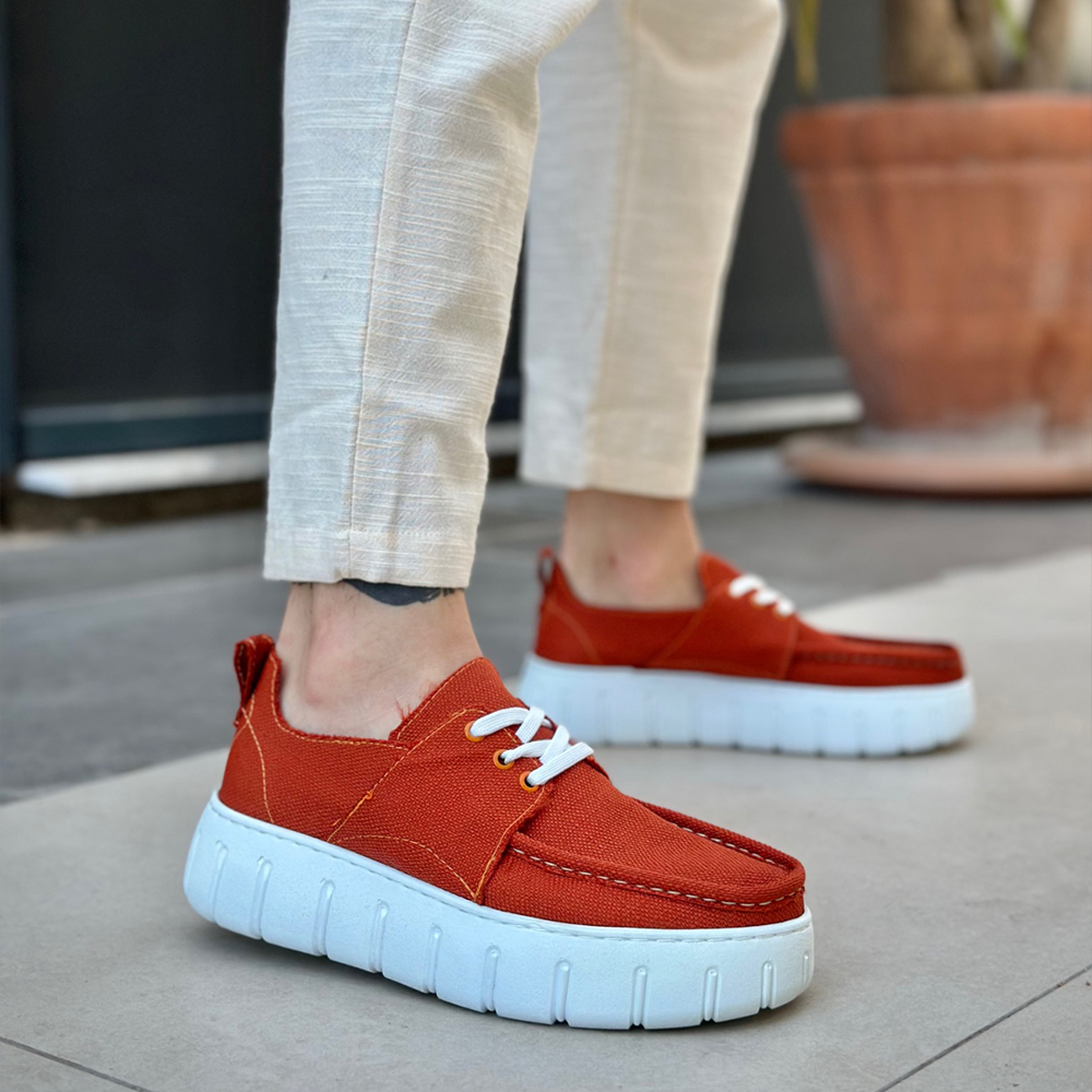 Mens Casual Shoes - Orange - 676