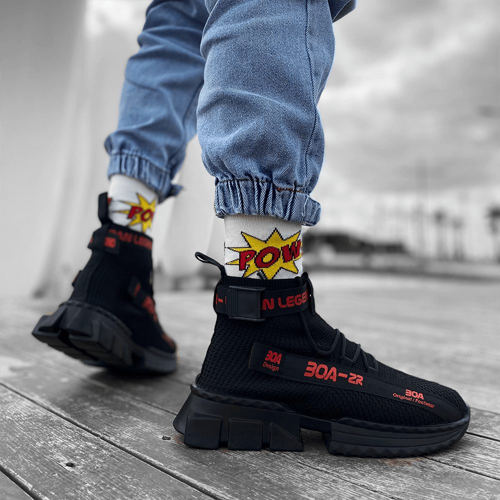 Mens Sneakers - Black Red - Agron