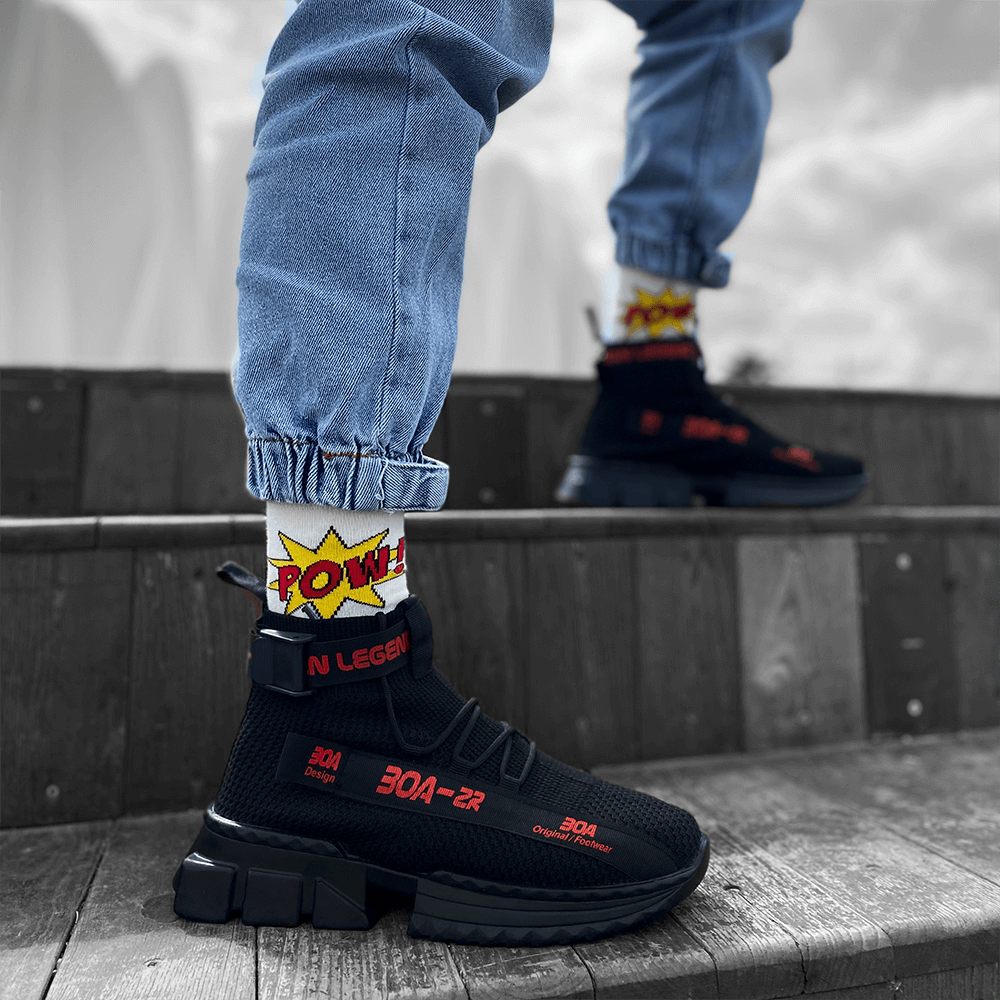 Mens Sneakers - Black Red - Agron