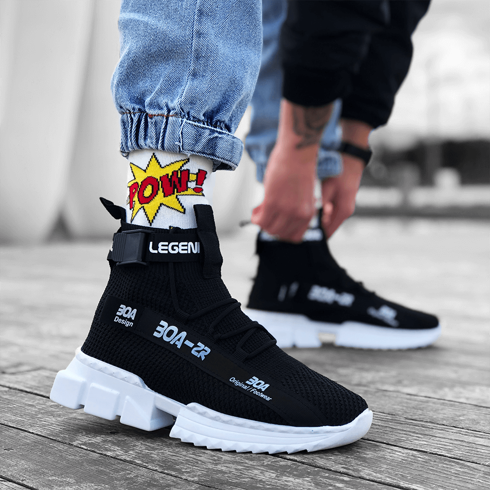 Mens Sneakers - Black White - Agron