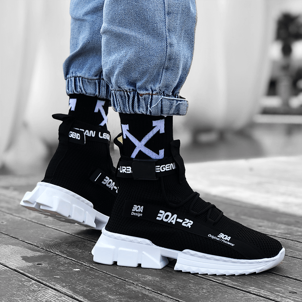 Mens Sneakers - Black White - Agron