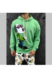 Mens Sweatshirt - Gangsta Snoopy - Green