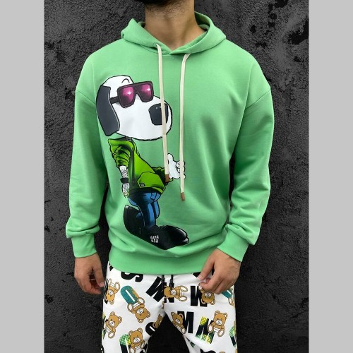 Mens Sweatshirt - Gangsta Snoopy - Green