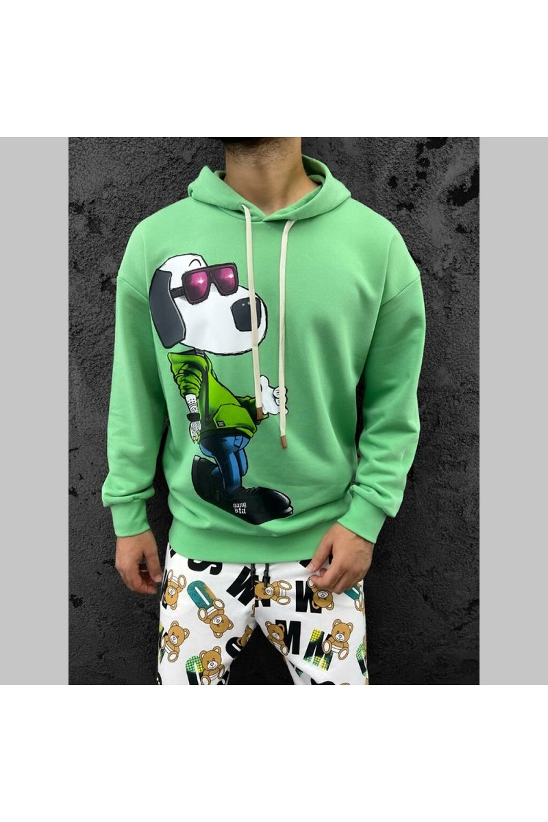 Mens Sweatshirt - Gangsta Snoopy - Green