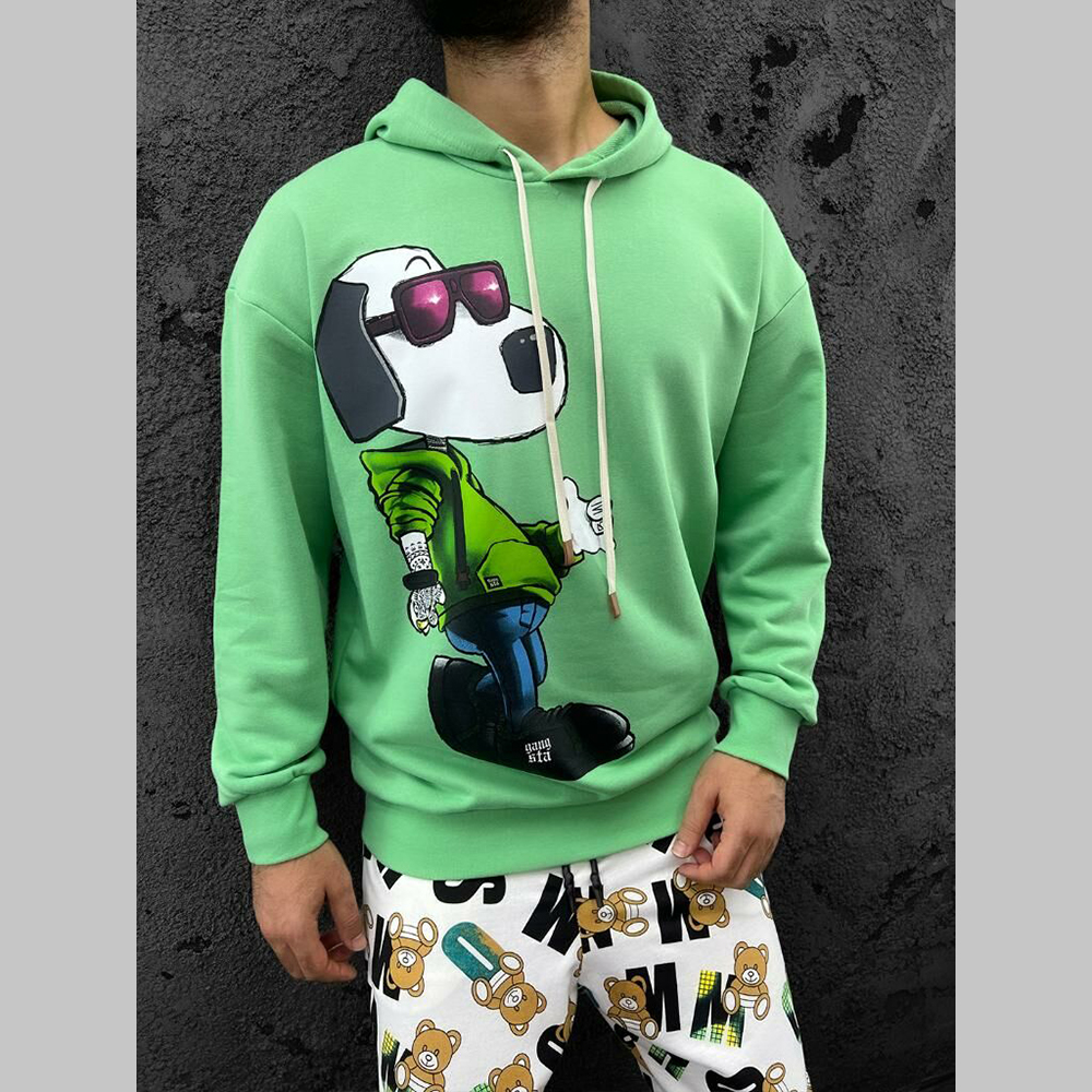 Mens Sweatshirt - Gangsta Snoopy - Green