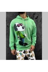 Mens Sweatshirt - Gangsta Snoopy - Green