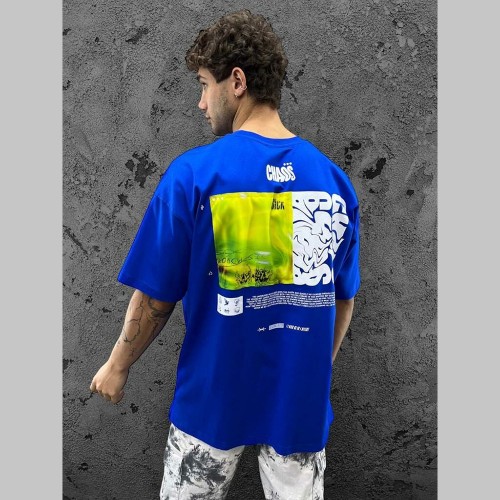 Mens Oversized T-shirt - Blue - Chaos