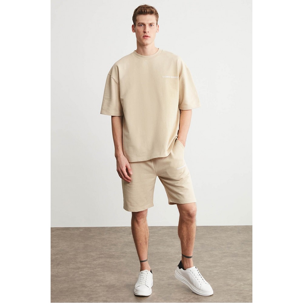 Mens Short Track Suit - Comfort Fit - Beige