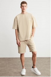 Mens Short Track Suit - Comfort Fit - Beige