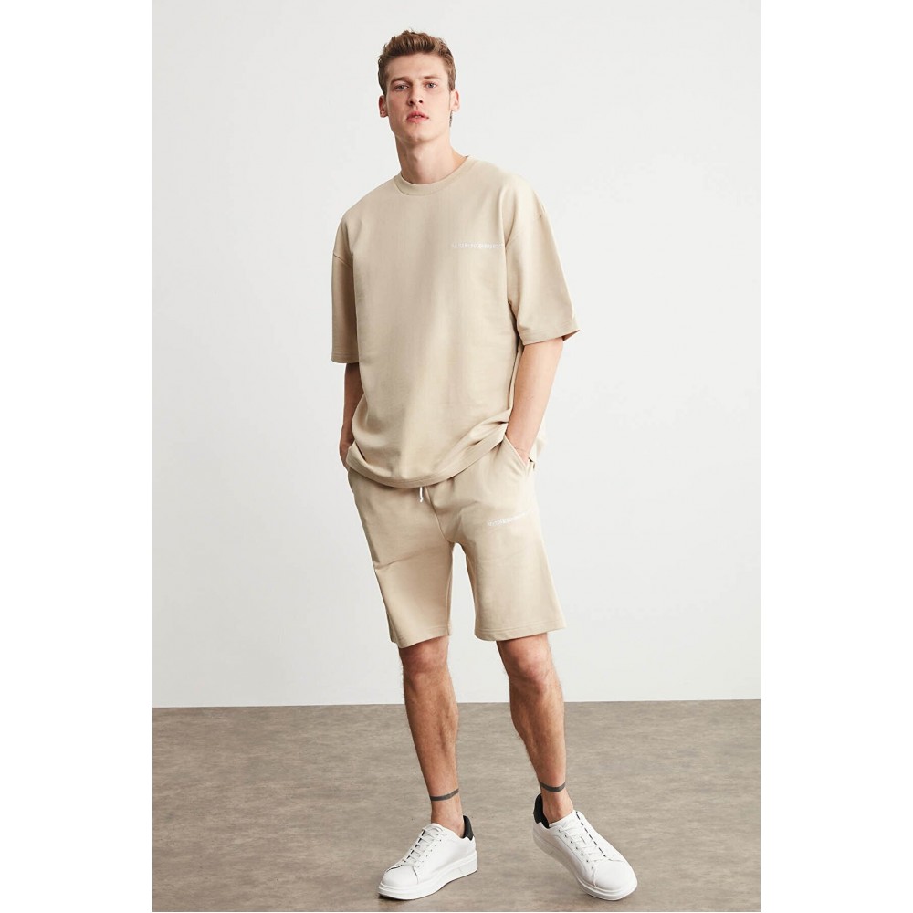 Mens Short Track Suit - Comfort Fit - Beige