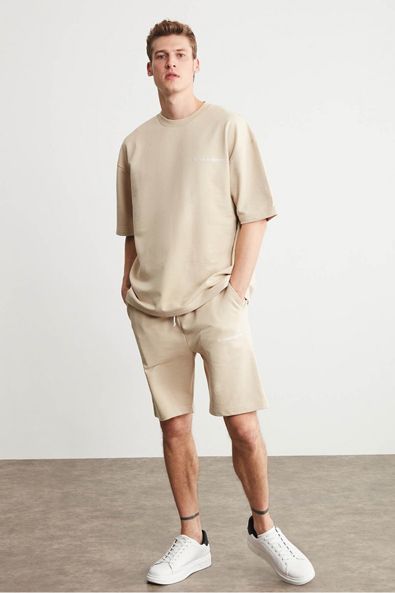 Mens Short Track Suit - Comfort Fit - Beige