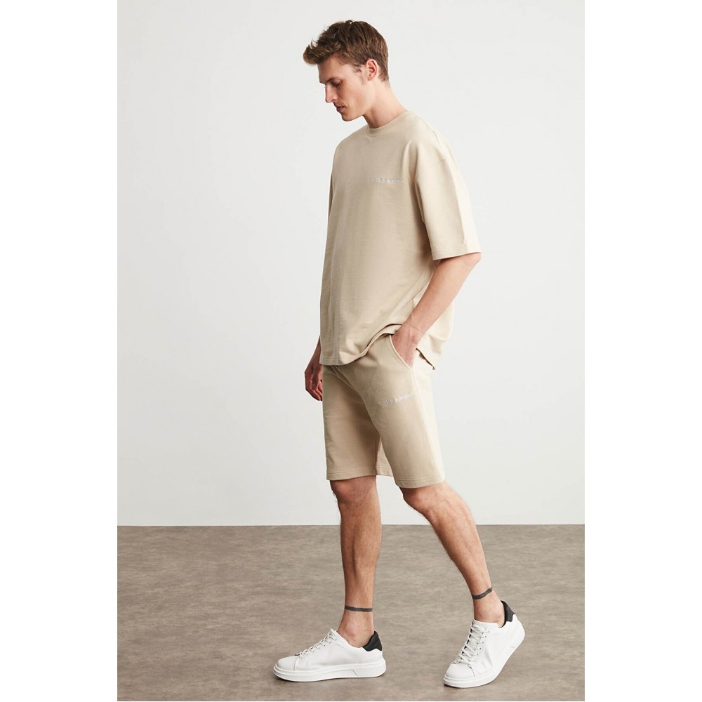 Mens Short Track Suit - Comfort Fit - Beige