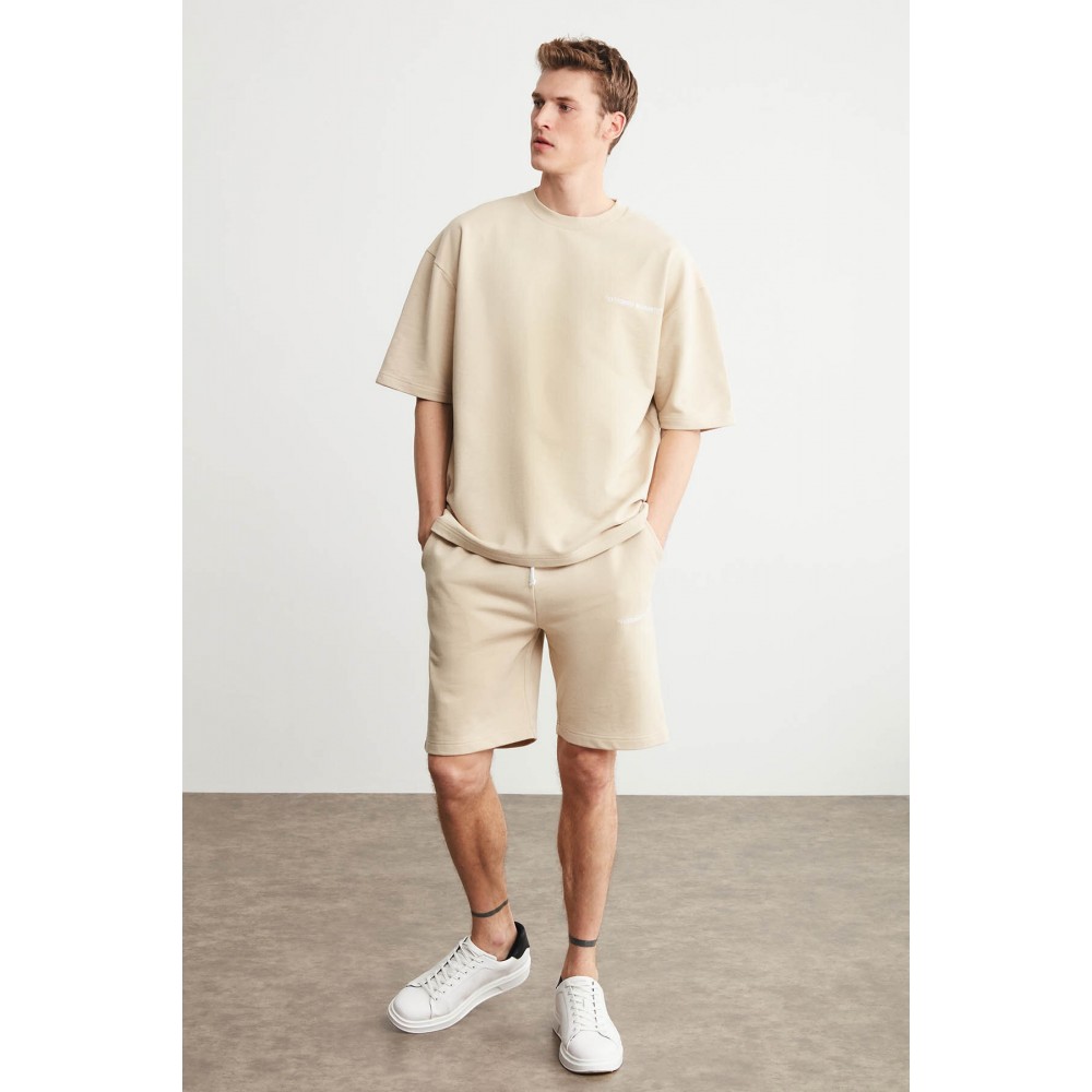 Mens Short Track Suit - Comfort Fit - Beige