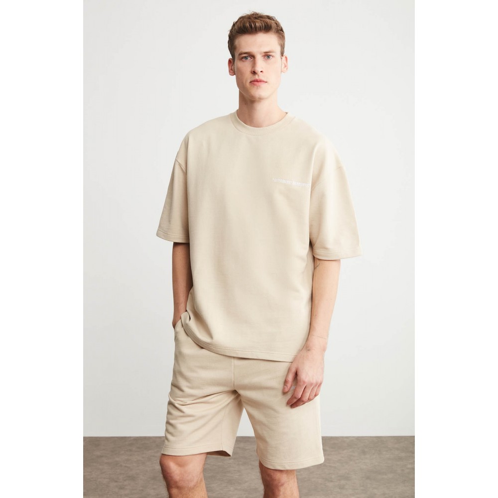 Mens Short Track Suit - Comfort Fit - Beige