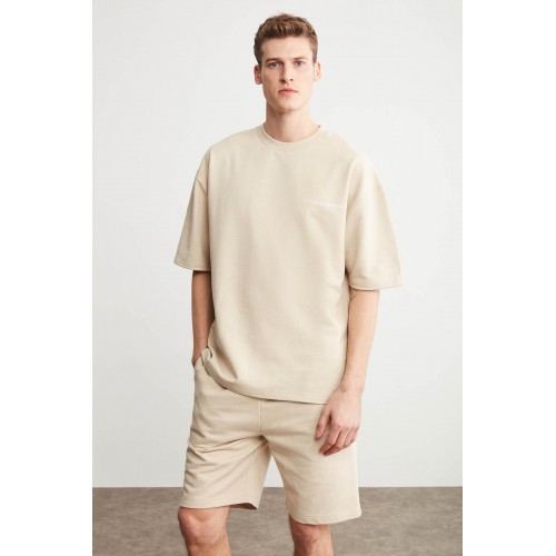 Mens Short Track Suit - Comfort Fit - Beige