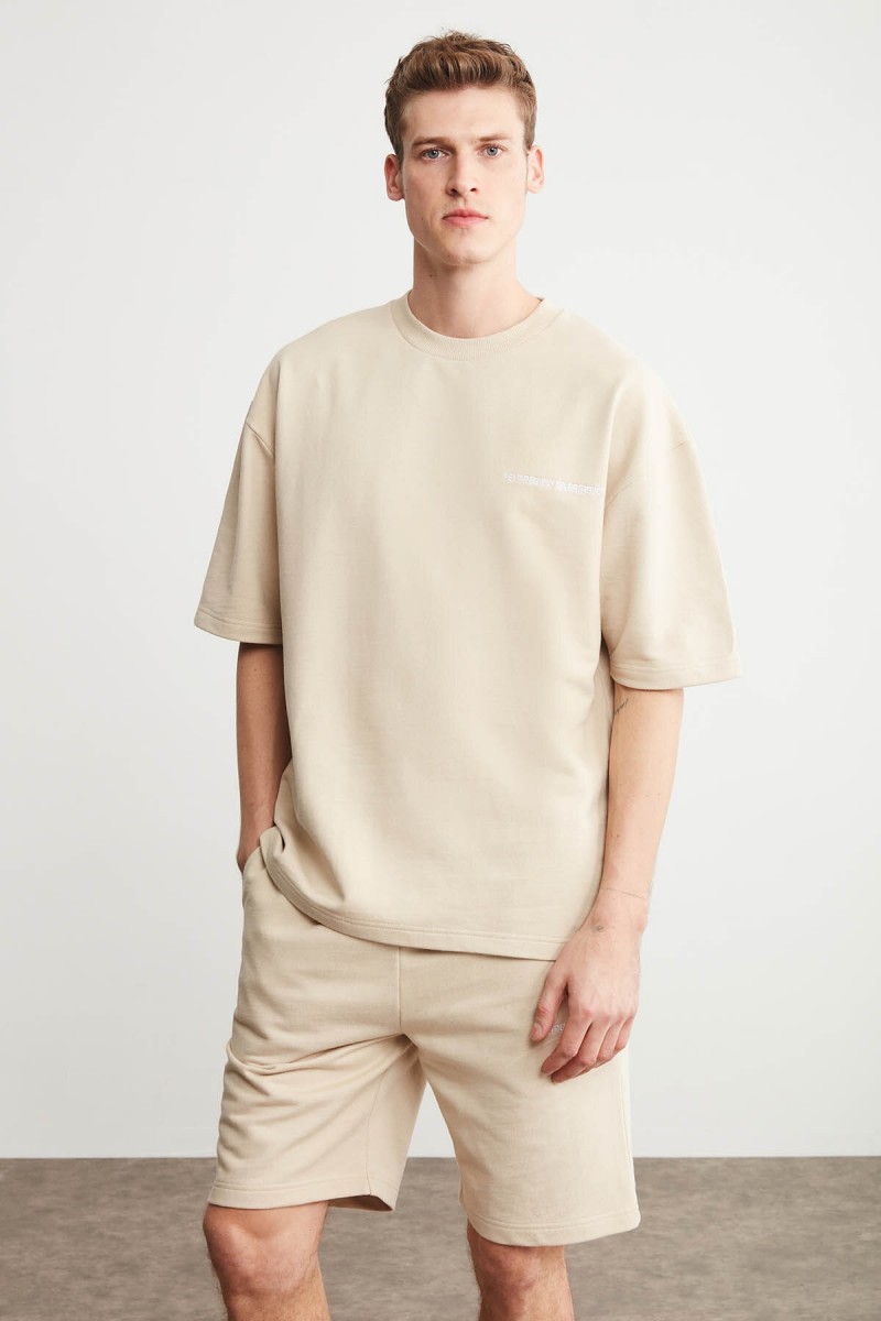 Mens Short Track Suit - Comfort Fit - Beige