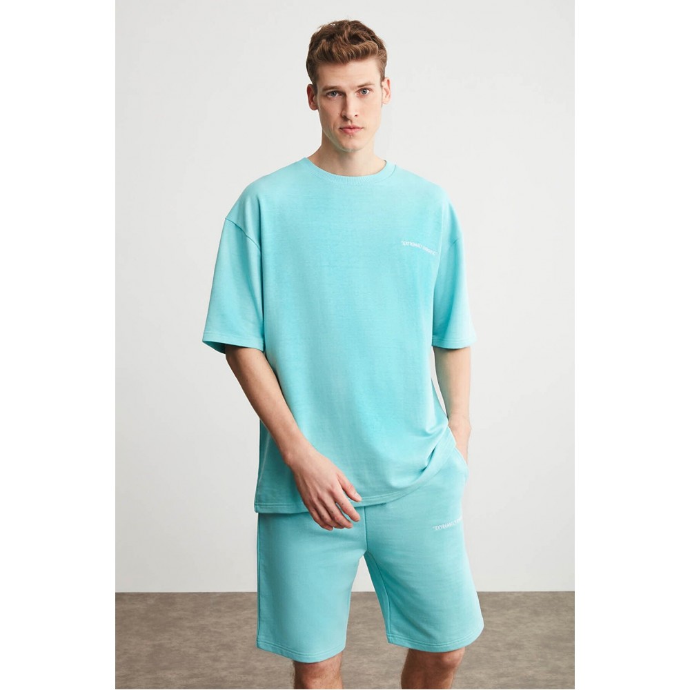 Mens Short Track Suit - Comfort Fit - Mint Green