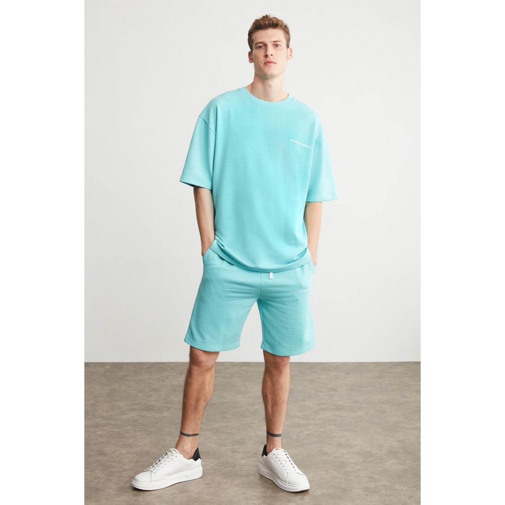 Mens Short Track Suit - Comfort Fit - Mint Green