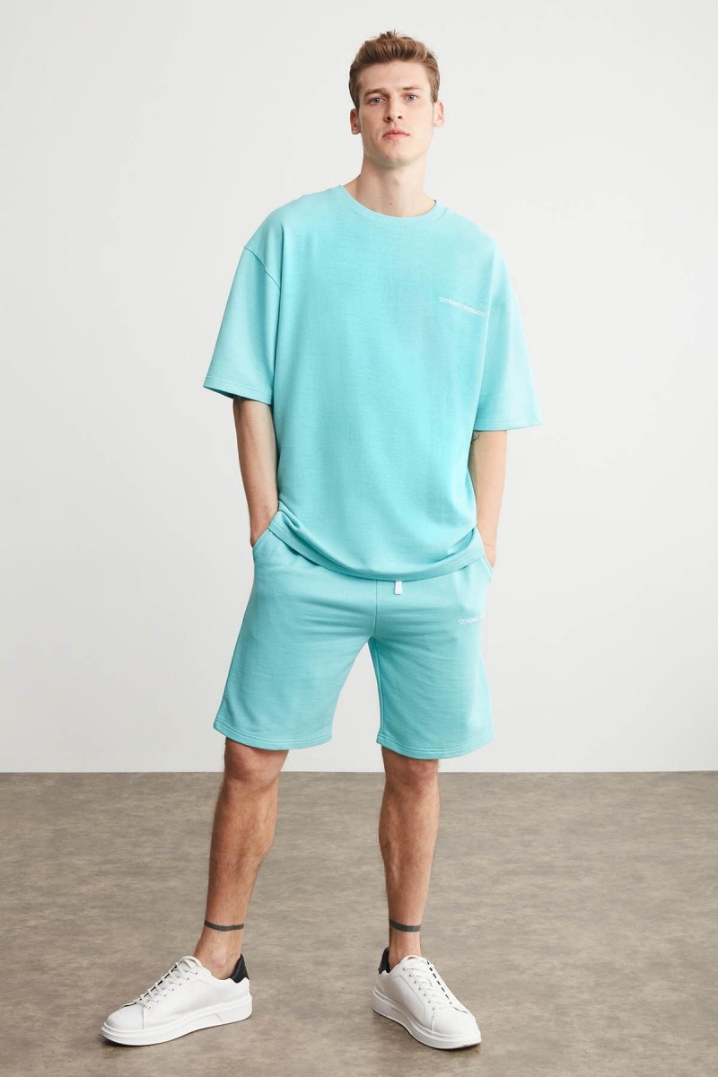 Mens Short Track Suit - Comfort Fit - Mint Green